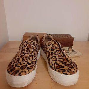 JSlides Size 8 Leopard Print Calf Hair Sneaks